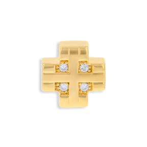 18ct Yellow Gold Diamond Set Square Cross Pendant