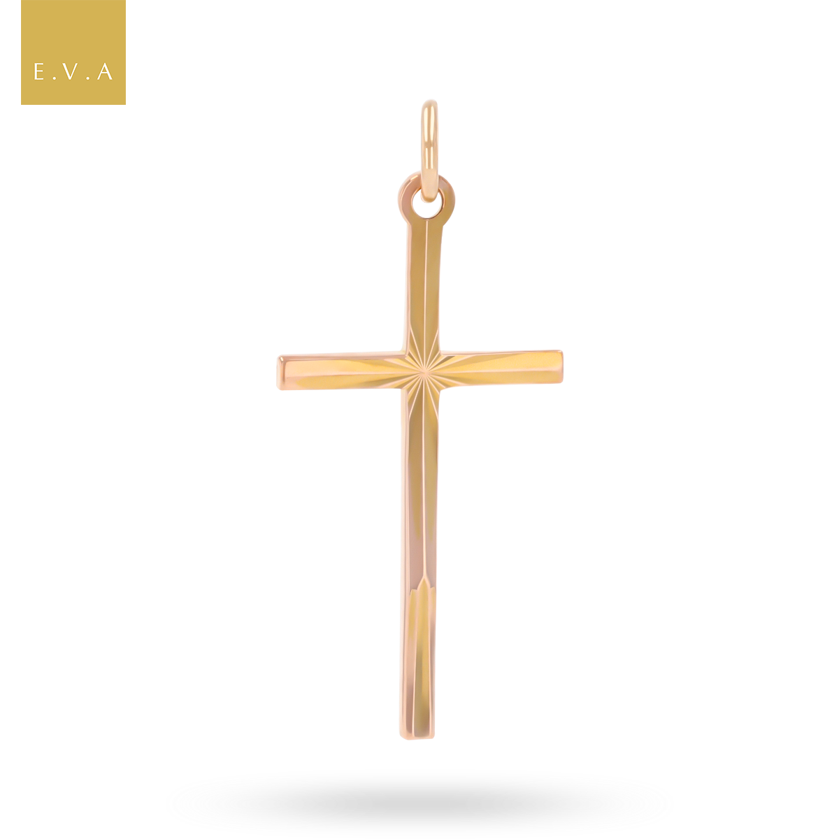 9ct Rose Gold Diamond Cut Cross Pendant By Georg Jensen