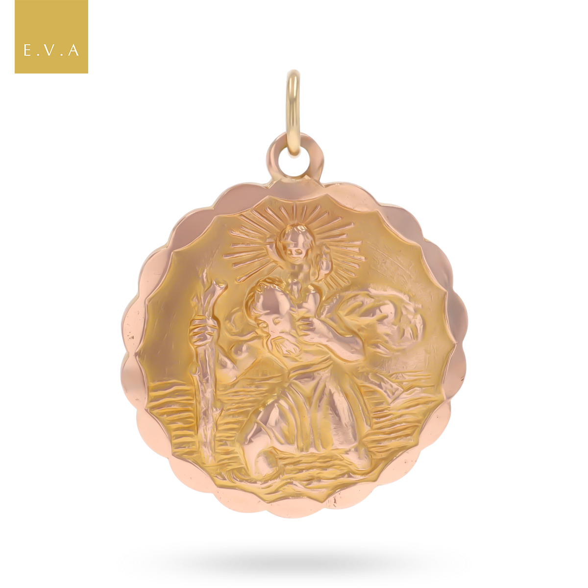 9ct Rose Gold Double Sided St Christopher Pendant By Georg Jensen