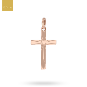 9ct Rose Gold Diamond Cut Cross Pendant By Georg Jensen