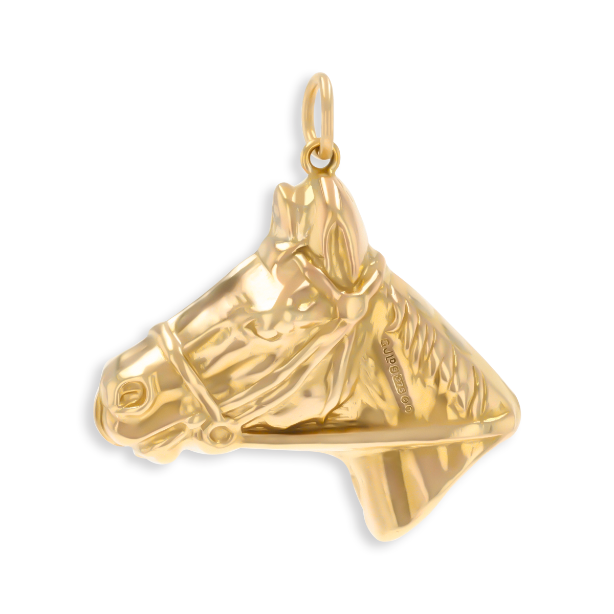 9ct Yellow Gold Hollow Equestrian Horse Head Pendant By Georg Jensen