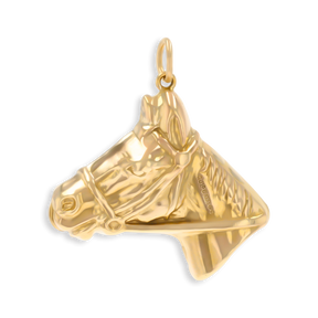 9ct Yellow Gold Hollow Equestrian Horse Head Pendant By Georg Jensen