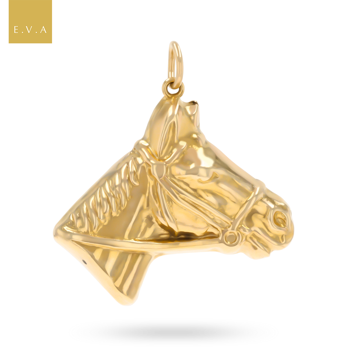 9ct Yellow Gold Hollow Equestrian Horse Head Pendant By Georg Jensen