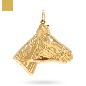 9ct Yellow Gold Hollow Equestrian Horse Head Pendant By Georg Jensen