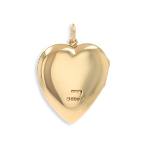 9ct Yellow Gold Half Engraved Heart Shaped Locket