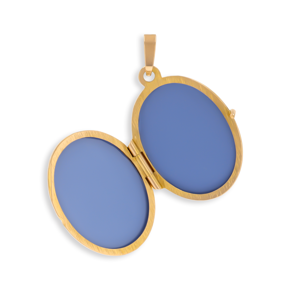 9ct Yellow Gold Oval Shaped Forget-Me-Not Satin Locket