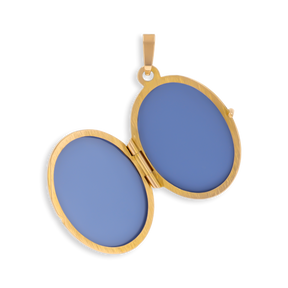 9ct Yellow Gold Oval Shaped Forget-Me-Not Satin Locket