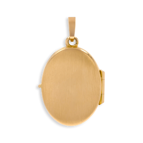 9ct Yellow Gold Oval Shaped Forget-Me-Not Satin Locket