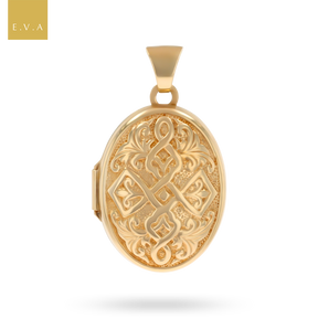 9ct Yellow Gold Oval Shaped Celtic Pattern Locket