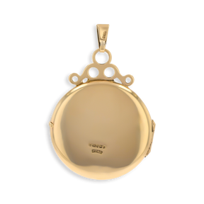 9ct Yellow Gold Round Shaped Floral Pattern Locket