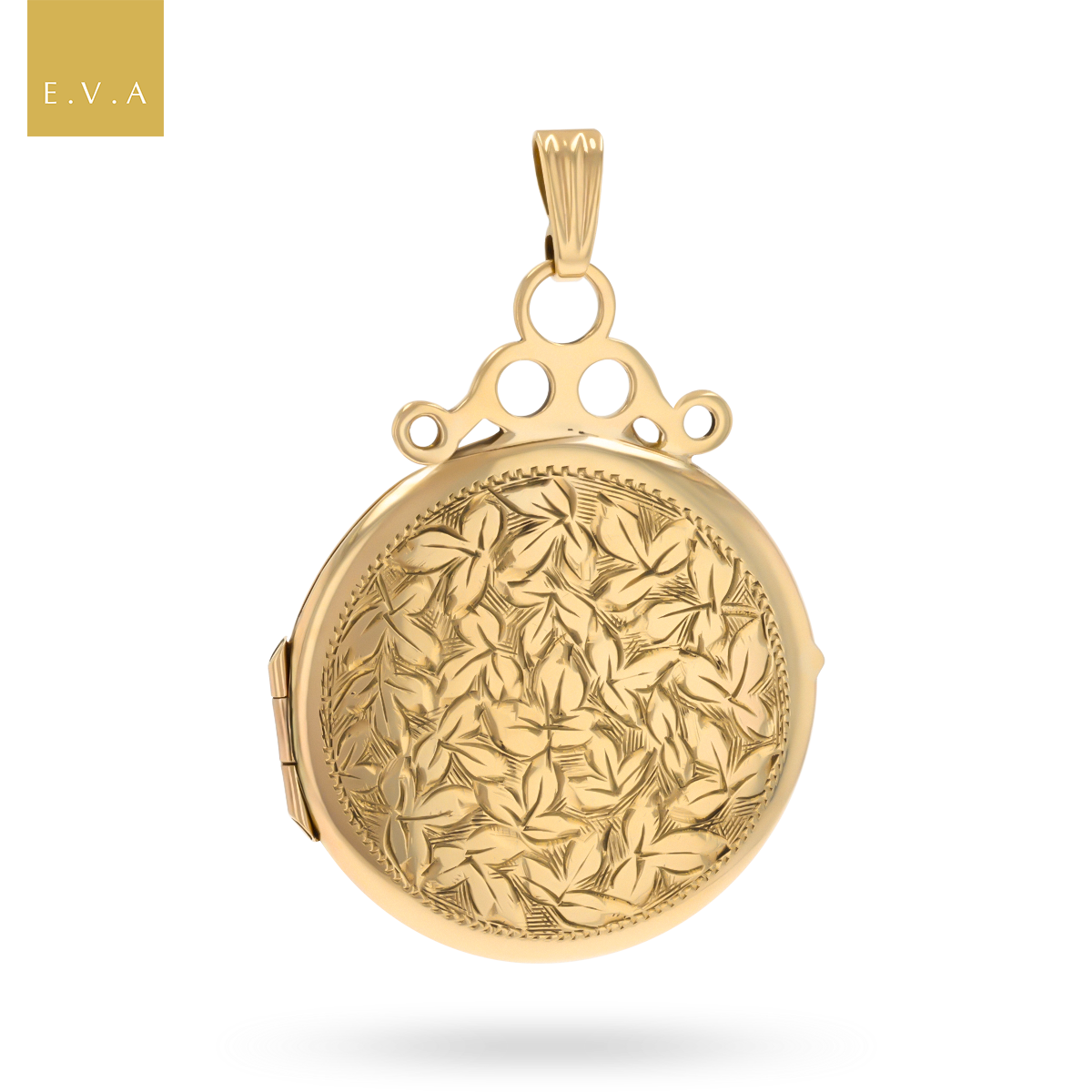 9ct Yellow Gold Round Shaped Floral Pattern Locket