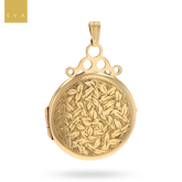 9ct Yellow Gold Round Shaped Floral Pattern Locket
