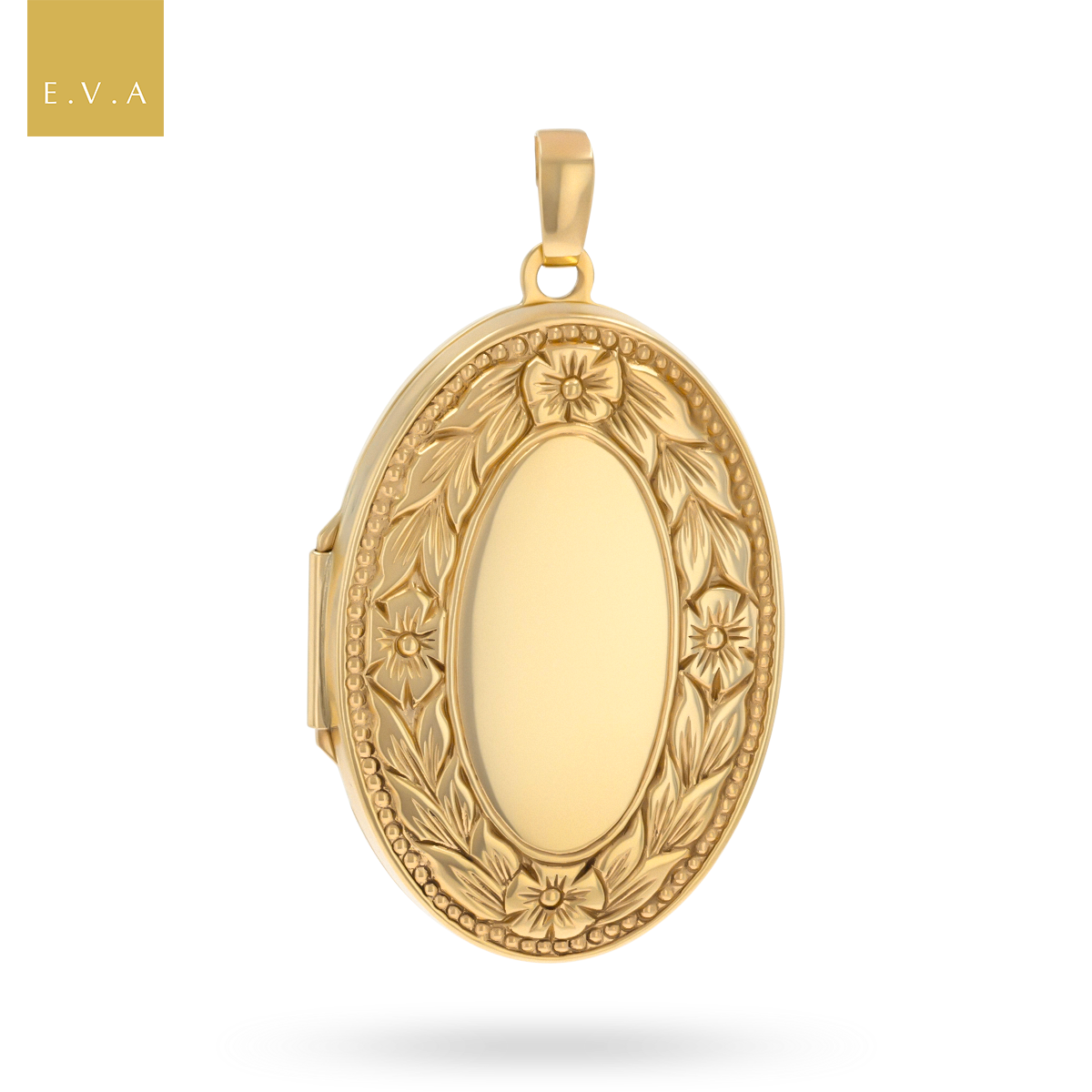 9ct Yellow Gold Oval Shaped Floral Wreath Locket
