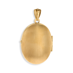 9ct Yellow Gold Oval Shaped Floral Engraved Satin Locket