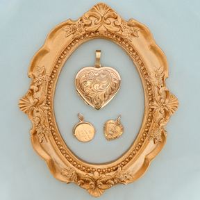 9ct Yellow Gold Heart Shaped Locket, I Love You Spinner and Heart Shaped St. Christopher Pendant