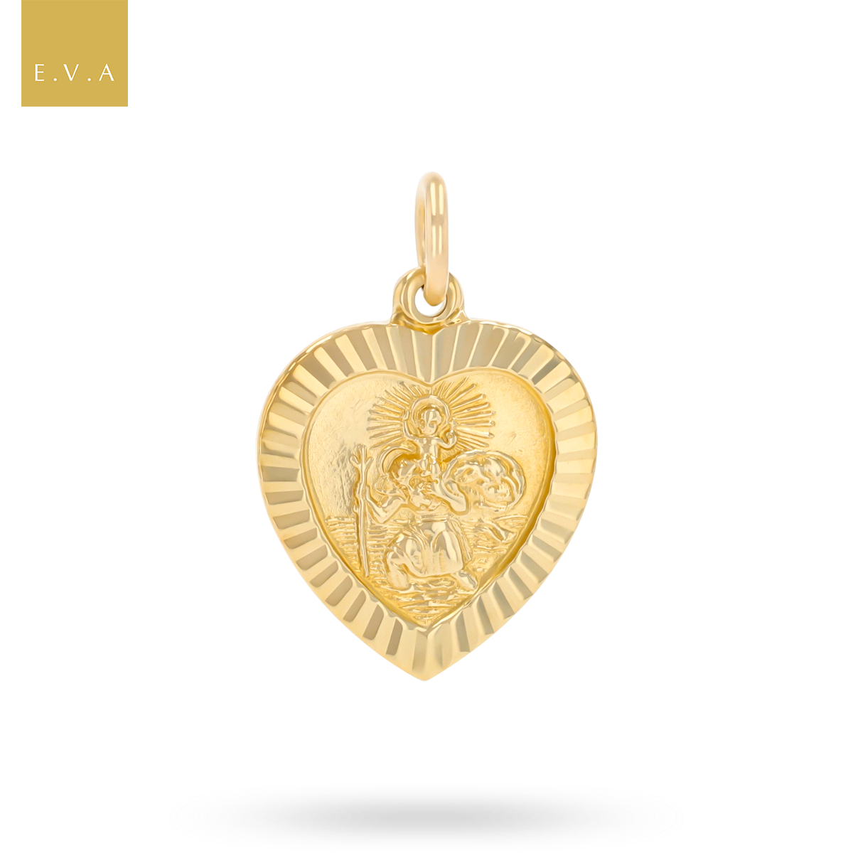 9ct Yellow Gold Heart Shaped St Christopher Pendant By Georg Jensen