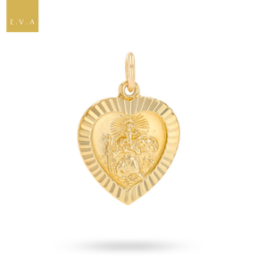 9ct Yellow Gold Heart Shaped St Christopher Pendant By Georg Jensen