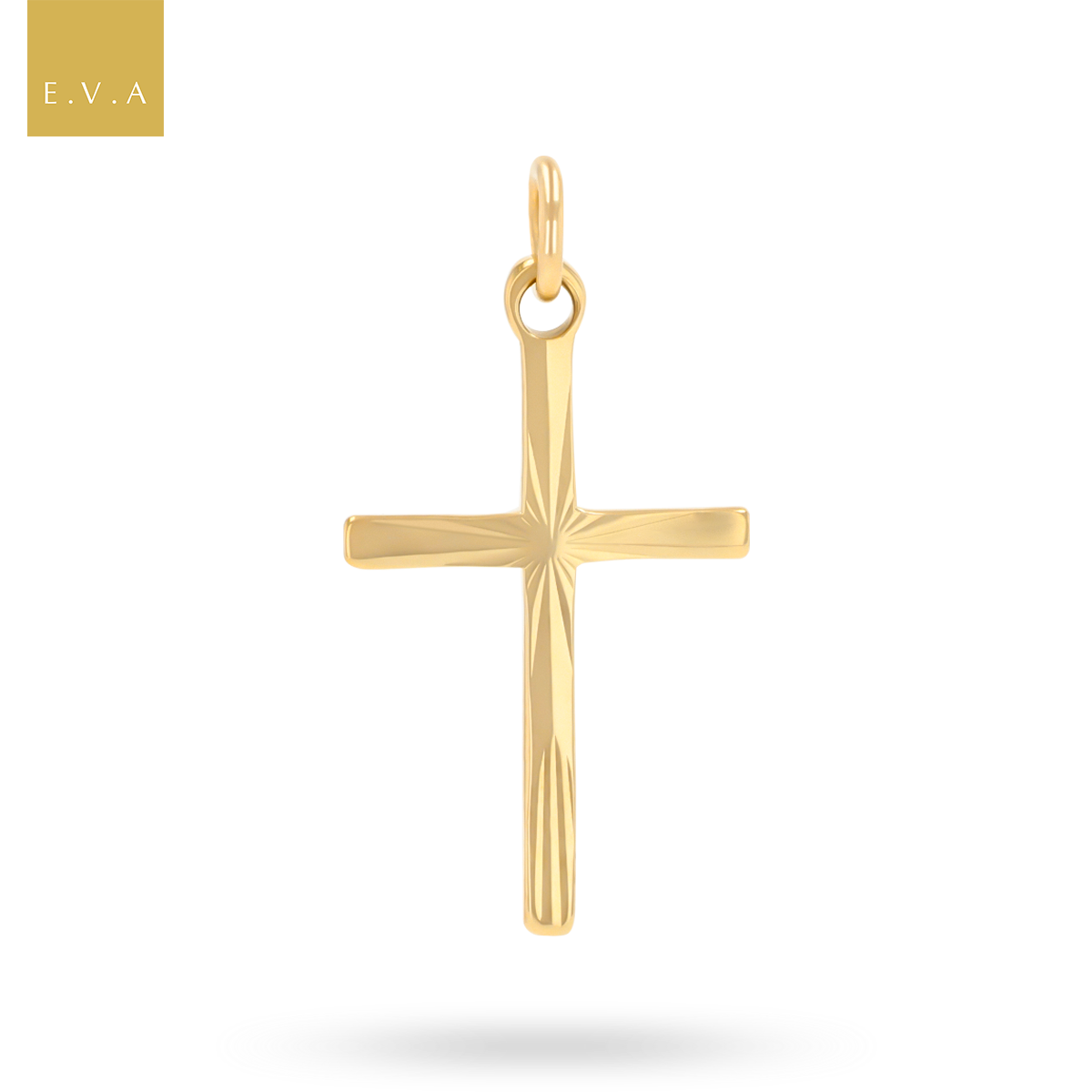 9ct Yellow Gold Diamond Cut Cross Pendant By Georg Jensen
