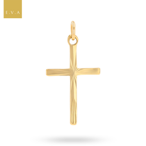 9ct Yellow Gold Diamond Cut Cross Pendant By Georg Jensen