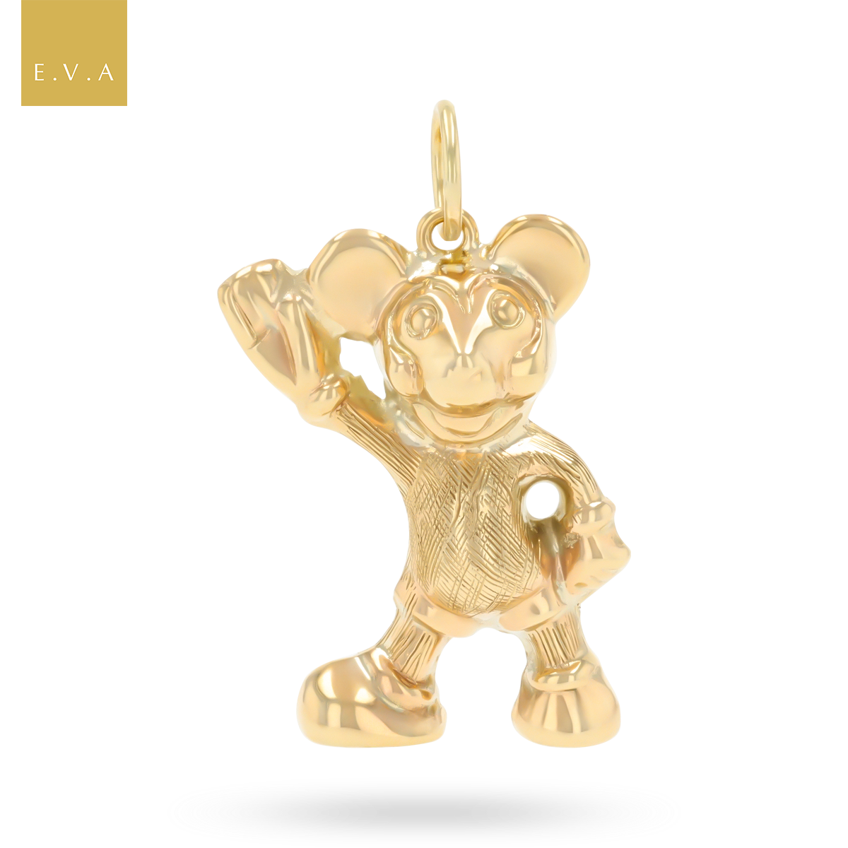 9ct Yellow Gold Hollow Mickey Mouse Pendant By Georg Jensen