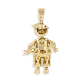 9ct Yellow Gold Boy Moveable Cubic Zirconia Set Pendant