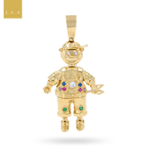 9ct Yellow Gold Boy Moveable Cubic Zirconia Set Pendant