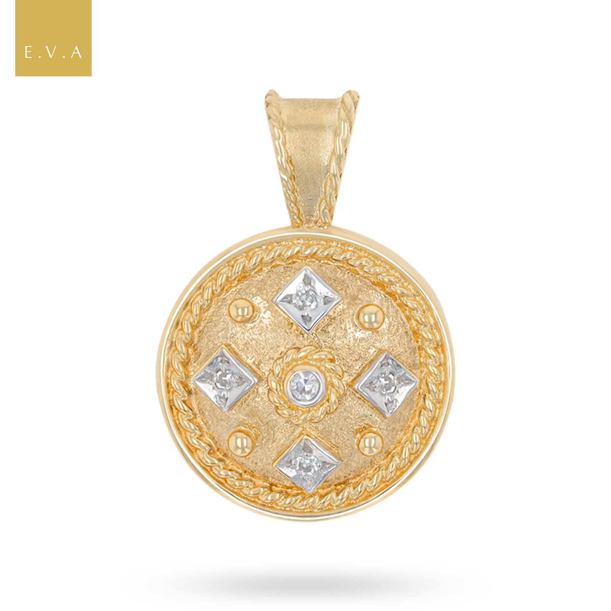 9ct Yellow Gold Diamond Set Medallion Pendant