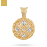 9ct Yellow Gold Diamond Set Medallion Pendant