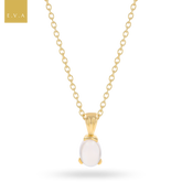 9ct Yellow Gold Oval Shaped Rock Crystal Quartz Pendant with Chain