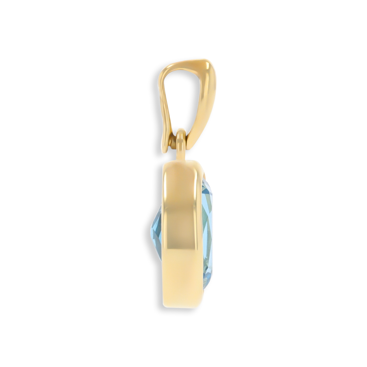 9ct Yellow Gold Oval Shaped Swiss Blue Topaz Bezel Set Pendant