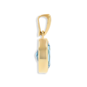 9ct Yellow Gold Oval Shaped Swiss Blue Topaz Bezel Set Pendant