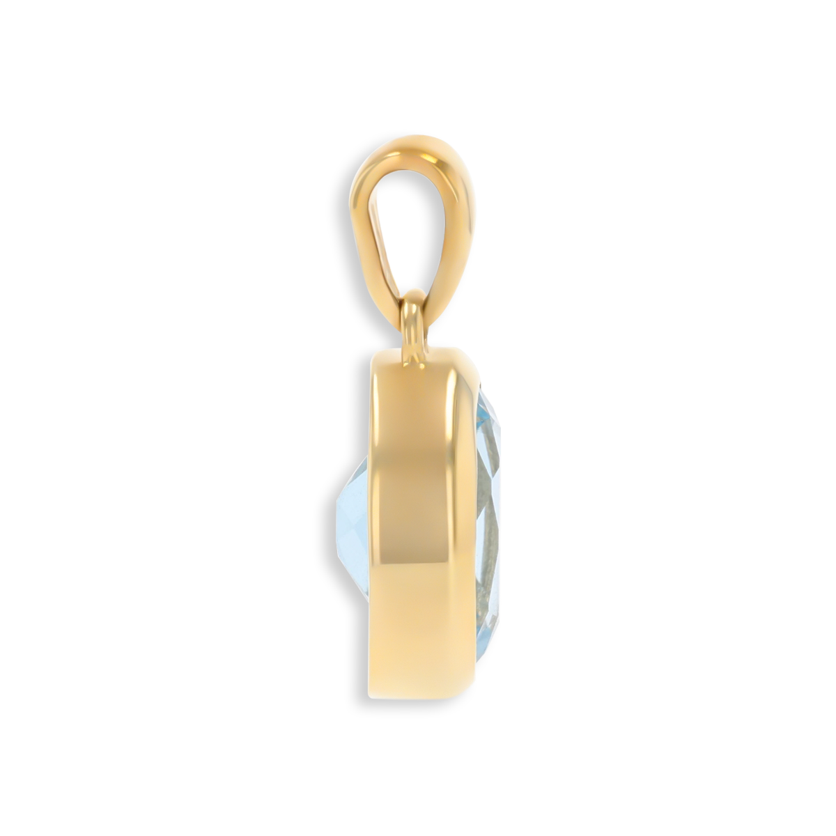 9ct Yellow Gold Oval Shaped Sky Blue Topaz Bezel Set Pendant