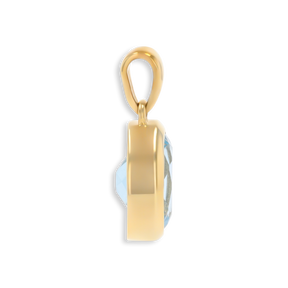 9ct Yellow Gold Oval Shaped Sky Blue Topaz Bezel Set Pendant