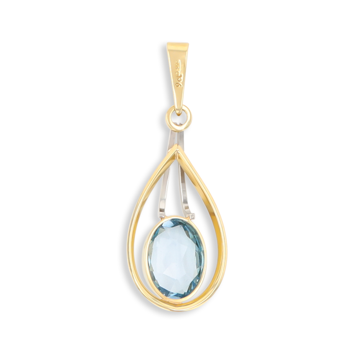 9ct Yellow Gold Synthetic Blue Spinel Teardrop Pendant
