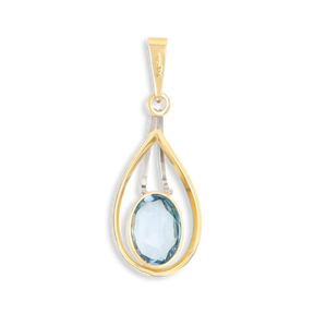 9ct Yellow Gold Synthetic Blue Spinel Teardrop Pendant