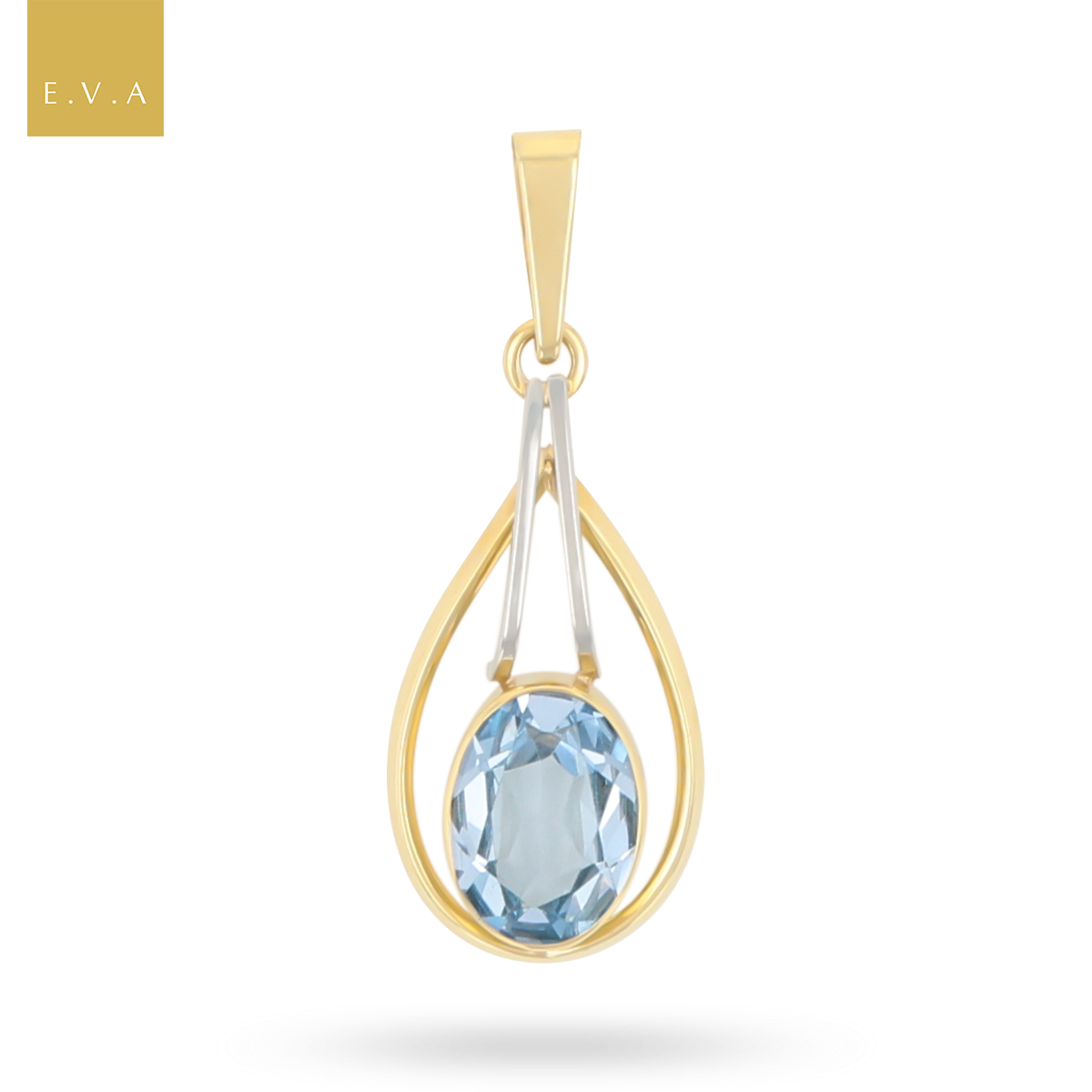 9ct Yellow Gold Synthetic Blue Spinel Teardrop Pendant
