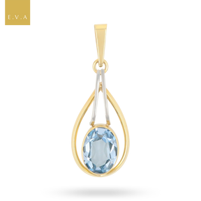 9ct Yellow Gold Synthetic Blue Spinel Teardrop Pendant