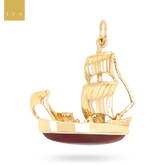 9ct Yellow Gold Sailing Boat Carnelian Pendant