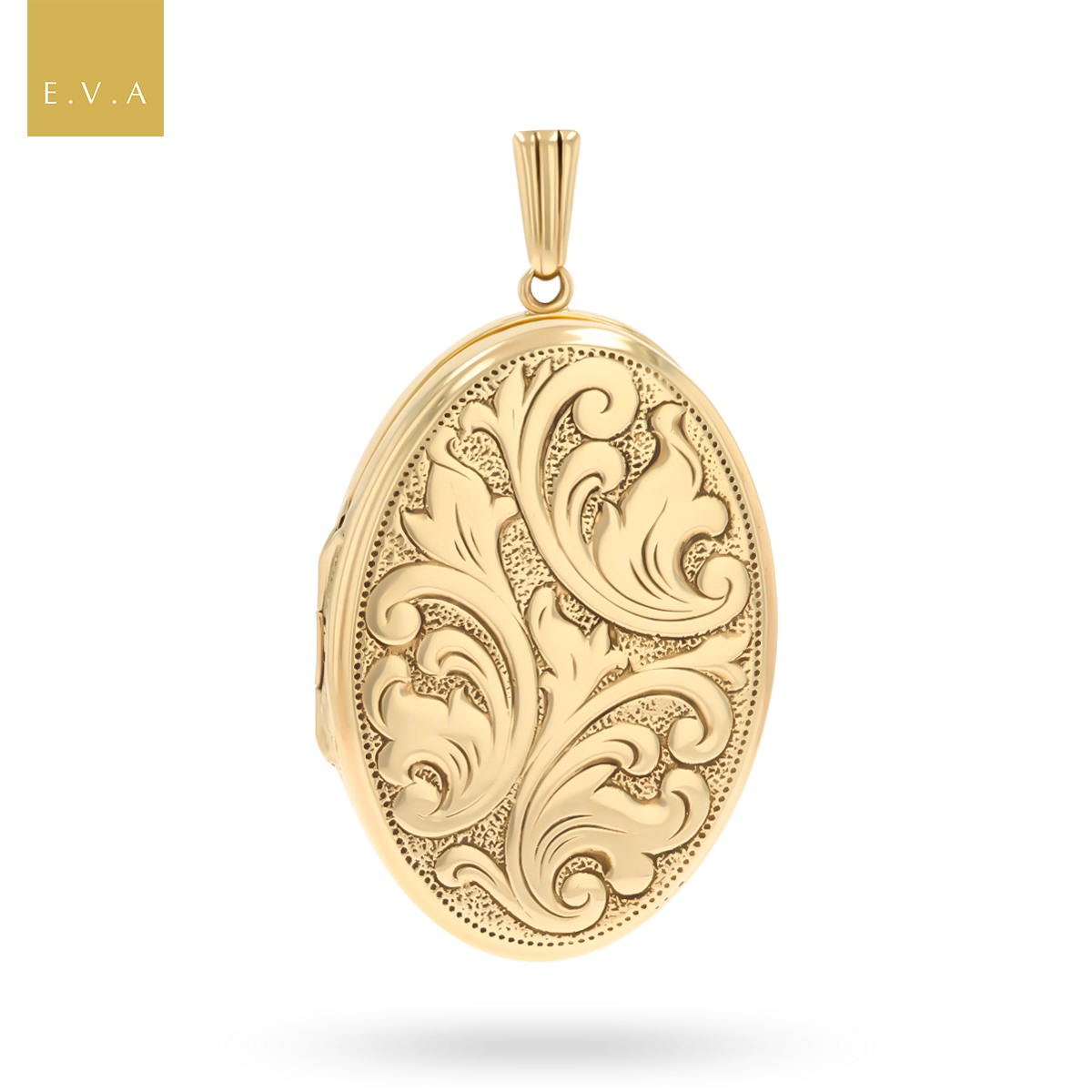 9ct Yellow Gold Oval Shaped Foliate Scroll Locket By Georg Jensen
