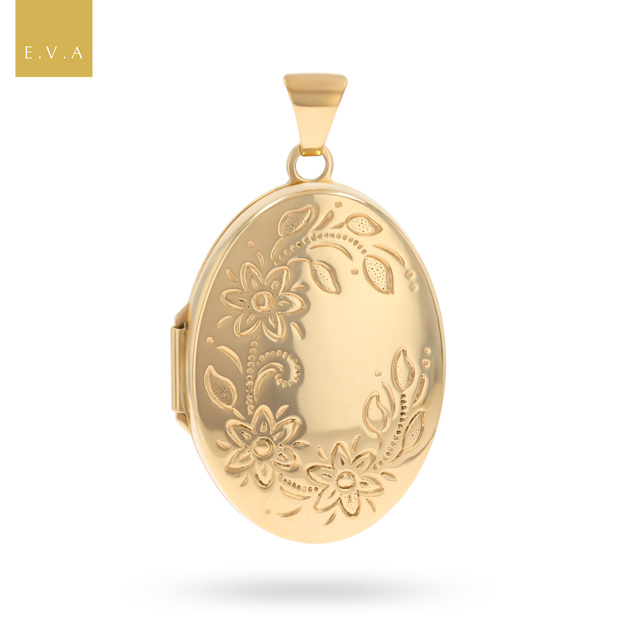 9ct Yellow Gold Oval Shaped Floral Locket