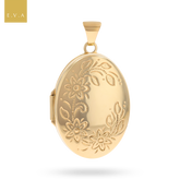 9ct Yellow Gold Oval Shaped Floral Locket
