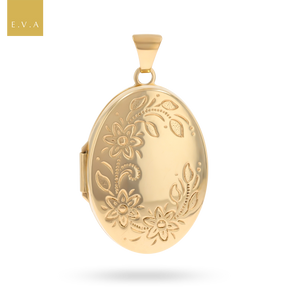 9ct Yellow Gold Oval Shaped Floral Locket