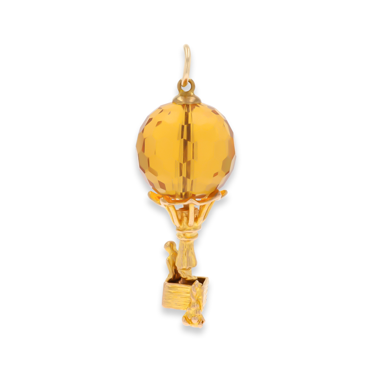 9ct Yellow Gold Hot Air Balloon Crystal Pendant