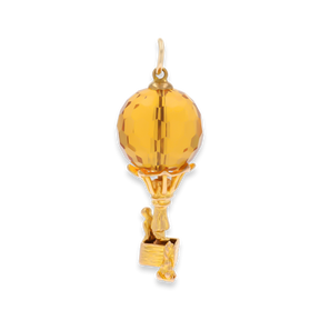 9ct Yellow Gold Hot Air Balloon Crystal Pendant