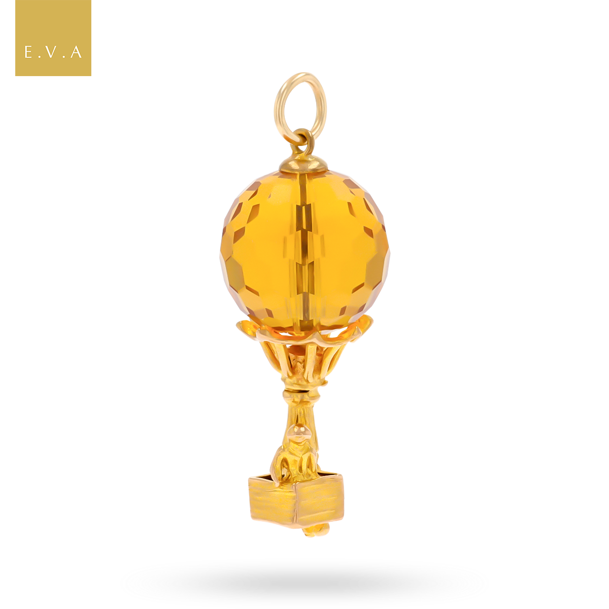 9ct Yellow Gold Hot Air Balloon Crystal Pendant