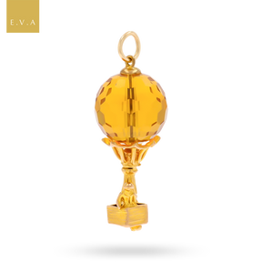 9ct Yellow Gold Hot Air Balloon Crystal Pendant