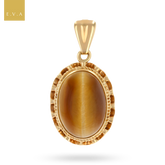 9ct Yellow Gold Tiger’s Eye Scalloped Edge Pendant