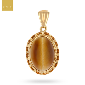 9ct Yellow Gold Tiger’s Eye Scalloped Edge Pendant