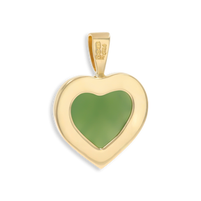9ct Yellow Gold Carved Nephrite Jade Heart Pendant