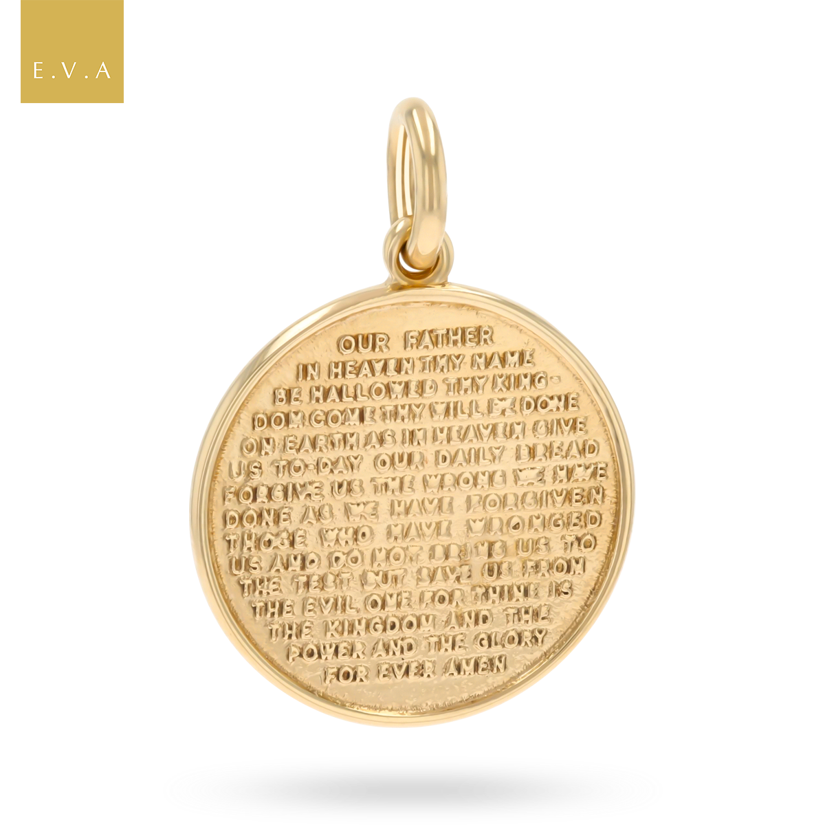 9ct Yellow Gold Lords Prayer Round Disc Pendant